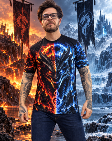 Camiseta Dragão Fogo e Gelo