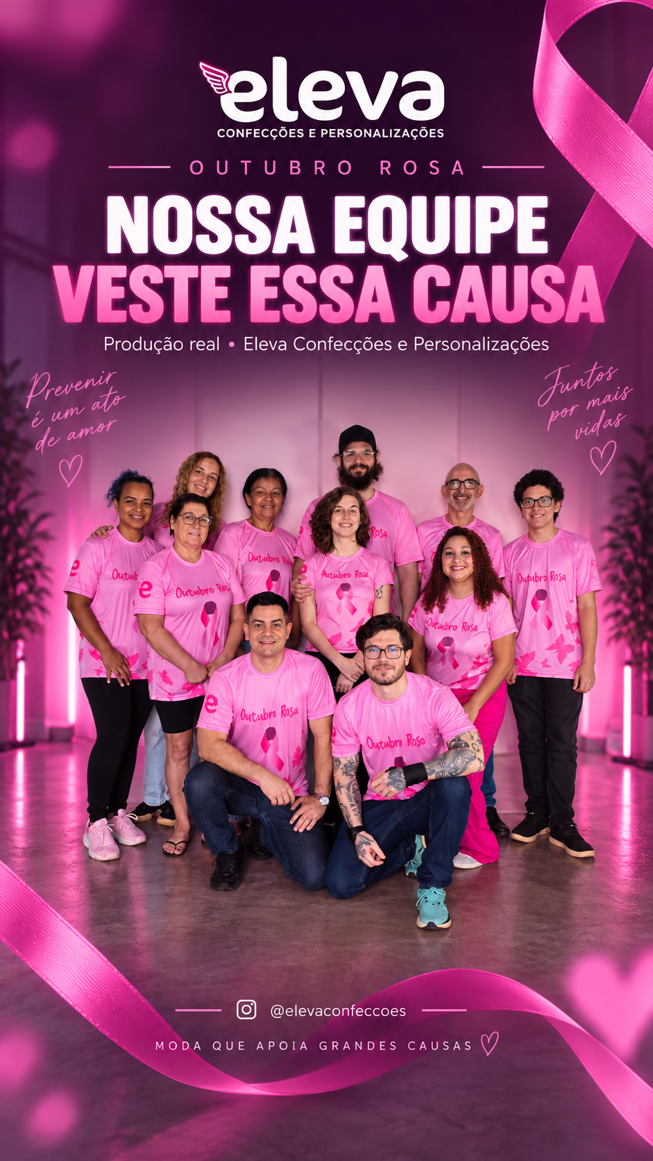 Kit 3 Camisetas Outubro Rosa – Borboletas